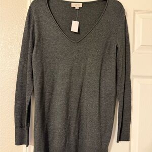 LOFT Gray V-Neck Sweater